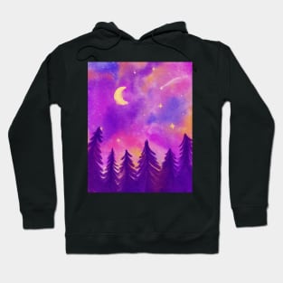 Colorful Fantasy Starry Night Wanderlust Pink and Purple Hoodie